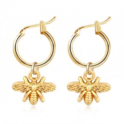 Small bee - gold earrings