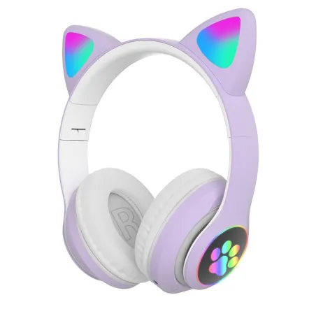 Casques sans fil - LED - Bluetooth - annulation de bruit - carte TF support - jack 3,5mm - oreilles chat