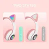 Casques sans fil - LED - Bluetooth - annulation de bruit - carte TF support - jack 3,5mm - oreilles chat