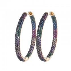 Rainbow hoop earrings - cubic zirconia