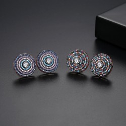 Elegant round earrings with crystals