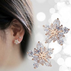 Crystal snowflakes - rose gold earrings