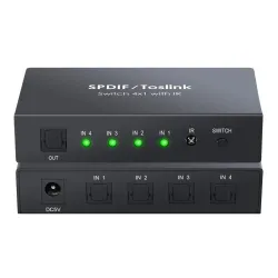 4x1 SPDIF - commutateur audio optique numérique - Boîte de commutation Toslink avec câble optique