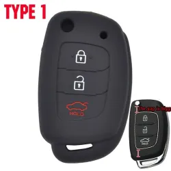Etui clé silicone voiture - Hyundai - Elantra - Tucson - i40 - i20 - i10 - Creta - Santa Fe - 3 boutons