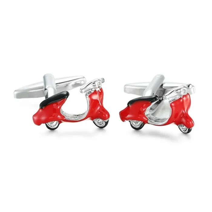 Trottinette en émail - boutons de manchette - 2 pièces