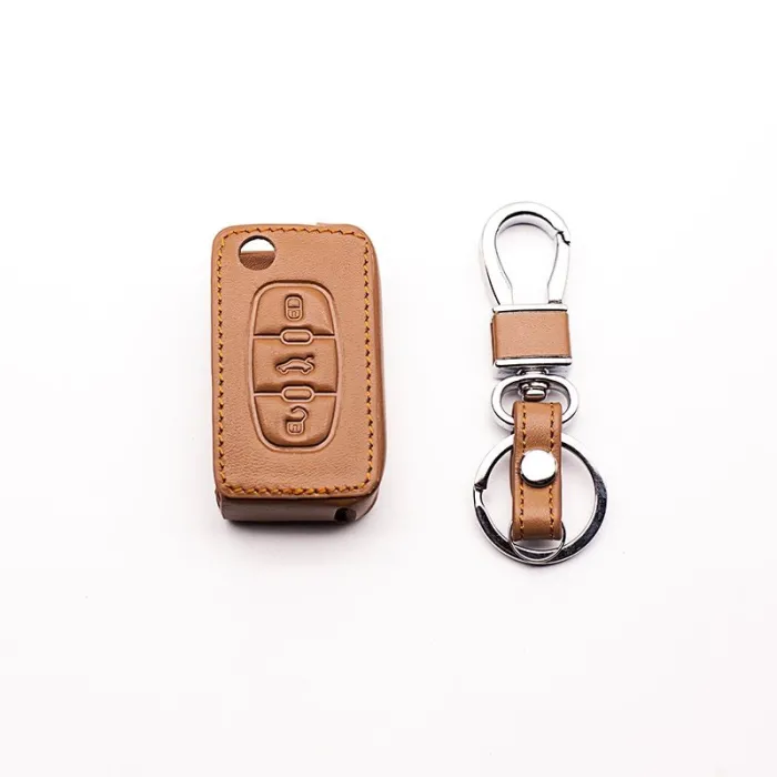 Car leather key cover - PEUGEOT - RCZ - 206 - 207 - 306