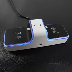 Manette sans fil PS5 - USB-C - double chargeur - chargement rapide - avec indicateur LED