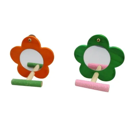 Bird / parrot mirror stand - flower shaped