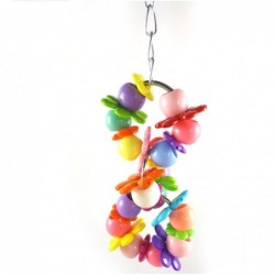 Birds hanging toy - colorful cage decoration - with flowers / beads - 2 pieces