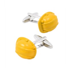 Yellow safety helmet - cufflinks