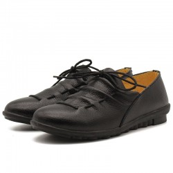 Soft flat shoes - with laces - pleated leatherShoes