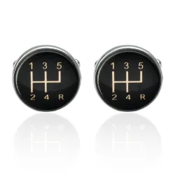 Round car gear - metal cufflinks