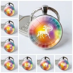 12 constellation zodiac - glass keyring