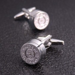 Bullet shaped round silver cufflinks