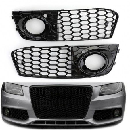Grille intake cover - with fog light hole - honeycomb mesh - for Audi A4 B8 RS4 Grille intake cover - with fog light hole - honeycomb mesh - for Audi A4 B8 RS4