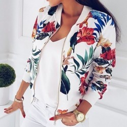 Trendy retro short jacket - with zipper - floral printJackets