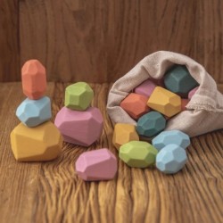 Wooden jenga stones - colorful building blocks - educational toyWooden