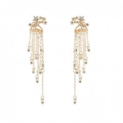 Classic long crystal earrings with stars streamlined