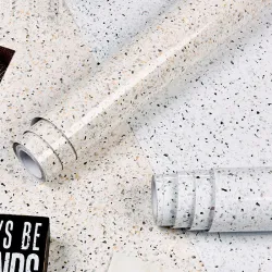 Waterproof PVC Wallpaper Marble Gravel Wall Sticker For Kitchen Cabinet Countertop Self-adhesive Contact Paper Decor
