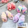 Warm fluffy slippers - non slip - crossed front strapsShoes