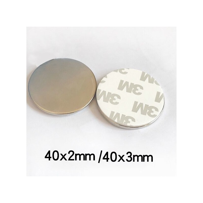 N35 - neodymium magnet - strong round disc - with 3M double-sided tape - 40 * 2mm / 40 * 3mmN35