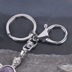 Keychain with turtle - natural crystal stoneKeyrings