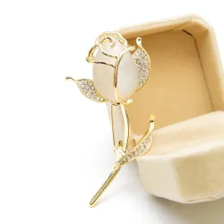 Rose Flower Brooches for Women Tulip Fashion Pin Elegant Rhinestone Brooch Jewelry High Quality