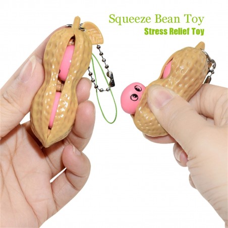 Squeeze bean - anti-stress fidget toy - with keychainKeyrings