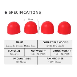 Protecteurs de moteur - capuchons en silicone - pour DJI FPV Combo Drone - 4 pièces