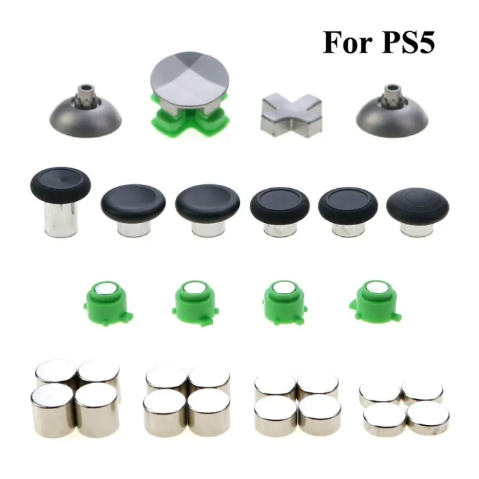 YuXi Metal Buttons Set Thumb Grips Analog Stick D-Pad Button Replacement Part For Sony PlayStation 5 PS5 Controller Gamepad