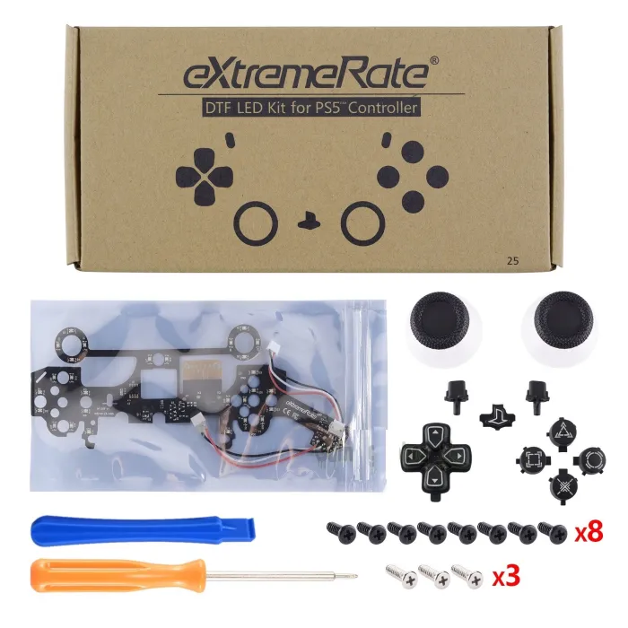 Illuminated D-Pad Thumbstick - 7 colors - 9 modes - DTF - LED - for PS5 Controller - set with toolsRepair parts