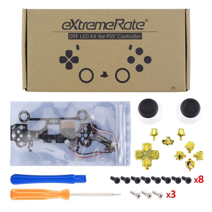 Illuminated D-Pad Thumbstick - 7 colors - 9 modes - DTF - LED - for PS5 Controller - set with toolsRepair parts