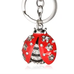 Porte-clés en métal - avec coccinelle / strass