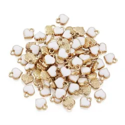 Petits pendentifs en forme de coeur - pour la fabrication de bijoux - bracelets / colliers - 100 pièces