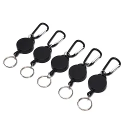 Mini porte-clés télescopique - corde de traction rétractable - avec mousqueton - 5 pièces
