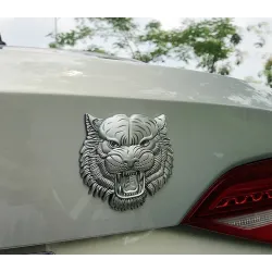 Sticker voiture / moto - emblème métal - tête de tigre 3D