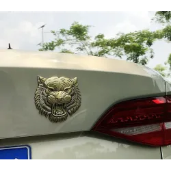 Sticker voiture / moto - emblème métal - tête de tigre 3D