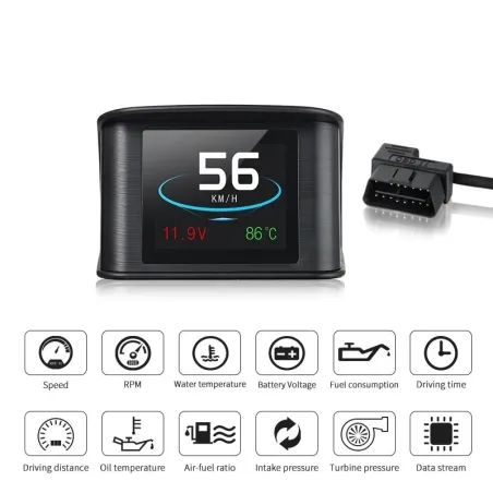 OBDSPACE P10 - ordinateur de bord pour voiture - scanner OBD2 - numérique - jauge de vitesse / consommation de carburant / tempé