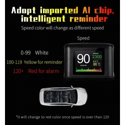 OBDSPACE P10 - ordinateur de bord pour voiture - scanner OBD2 - numérique - jauge de vitesse / consommation de carburant / tempé