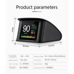 OBDSPACE P10 - ordinateur de bord pour voiture - scanner OBD2 - numérique - jauge de vitesse / consommation de carburant / tempé