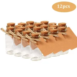 Mini bouteilles en verre avec bouchon - décoration mariages à suspendre - 25ml