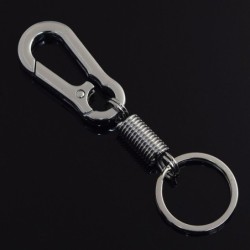 Porte-clés en métal - avec ressort / boucle - acier inoxydable - 10,5 cm