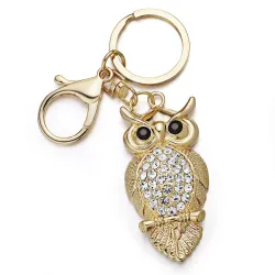 Chouette en cristal - or - porte-clés