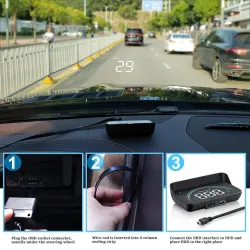 WIIYII M8 - HUD - affichage tête haute - système d'avertissement de survitesse - projecteur de pare-brise - OBD2 II - EUOBD
