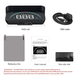 WIIYII M8 - HUD - affichage tête haute - système d'avertissement de survitesse - projecteur de pare-brise - OBD2 II - EUOBD