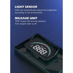 WIIYII M8 - HUD - affichage tête haute - système d'avertissement de survitesse - projecteur de pare-brise - OBD2 II - EUOBD