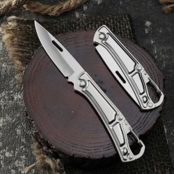 Mini foldable knife - with carabiner - stainless steelKnives & Multitools