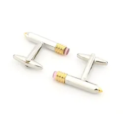 Boutons de manchette élégants en argent - forme crayon