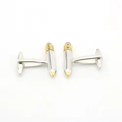 Boutons de manchette élégants en argent - forme crayon
