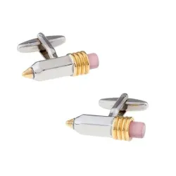 Boutons de manchette élégants en argent - forme crayon